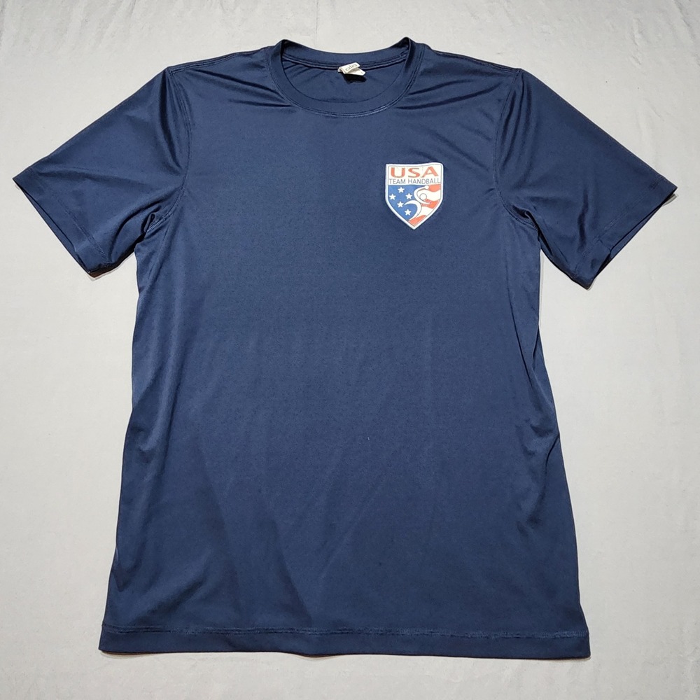 Alo Yoga USA Team Handball Performance T-Shirt Navy Blue Mens Large Athletic Tee